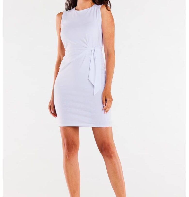 Къса памучна рокля с декоративно странично закопчаване. InfiniteYou