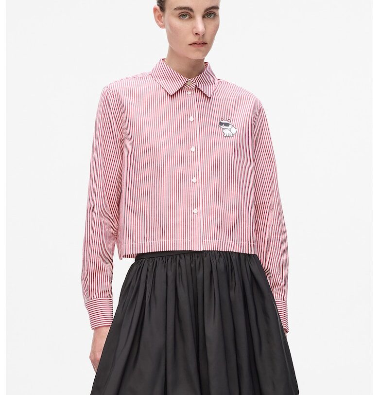 Къса раирана риза - Бял/Тъмночервен Karl Lagerfeld