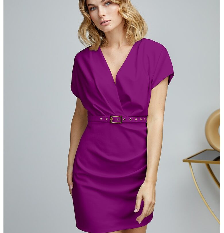 Къса рокля Oslo с шпиц и колан Alina Cernatescu