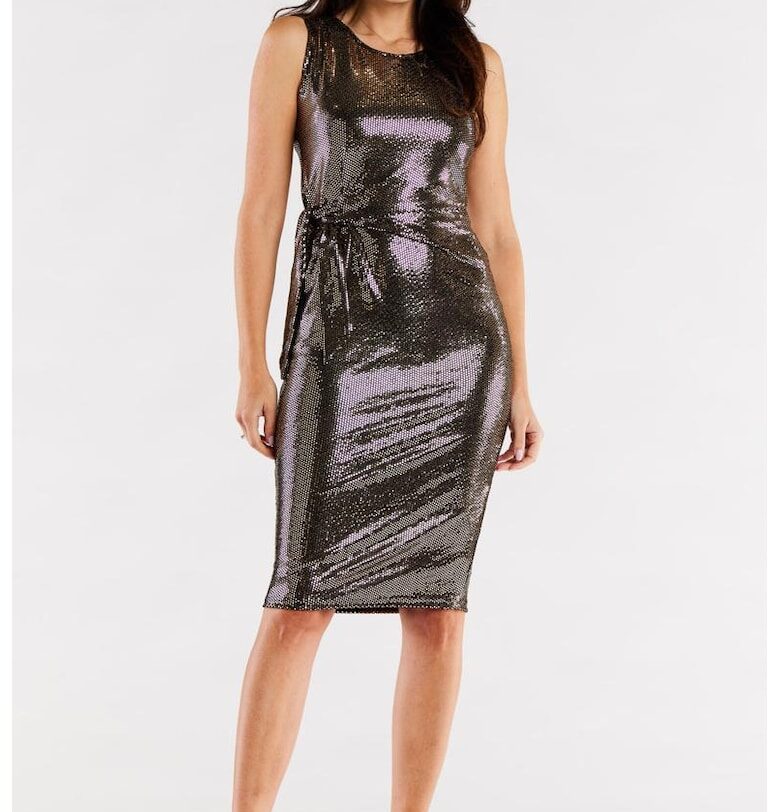 Къса рокля без ръкави с кръгло деколте A560 awama