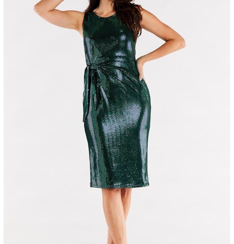 Къса рокля без ръкави с кръгло деколте A560 awama