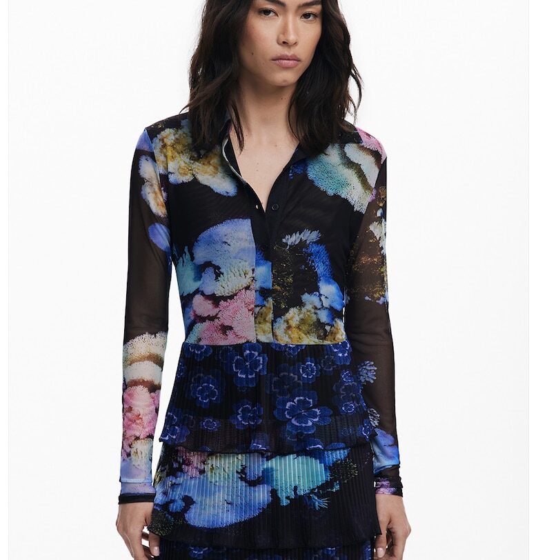 Къса рокля с волани - дълги ръкави и дизайн 2 в 1 DESIGUAL