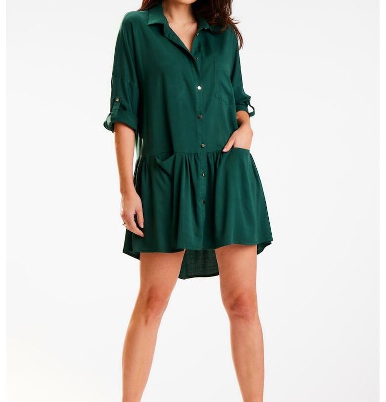 Къса рокля с дълъг ръкав - Asimetric A584 awama