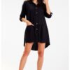 Къса рокля с дълъг ръкав - Asimetric A584 awama