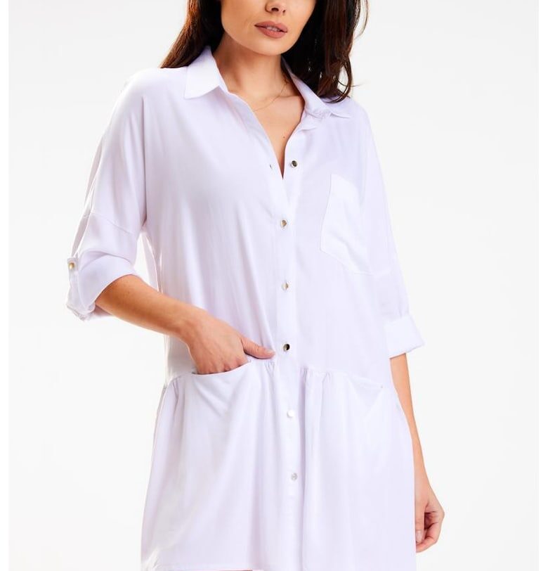 Къса рокля с дълъг ръкав - Asimetric A584 awama