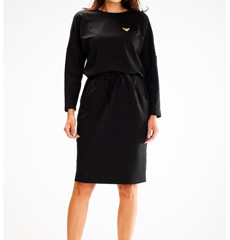 Къса рокля с дълъг ръкав - V-образно деколте A606 awama