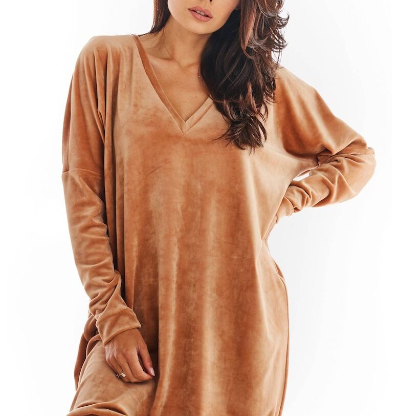 Къса рокля с дълъг ръкав - полиестер - ежедневна A378 awama