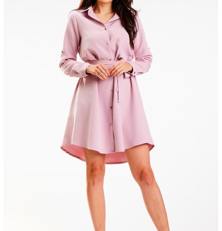 Къса рокля с дълъг ръкав - яка A568 awama