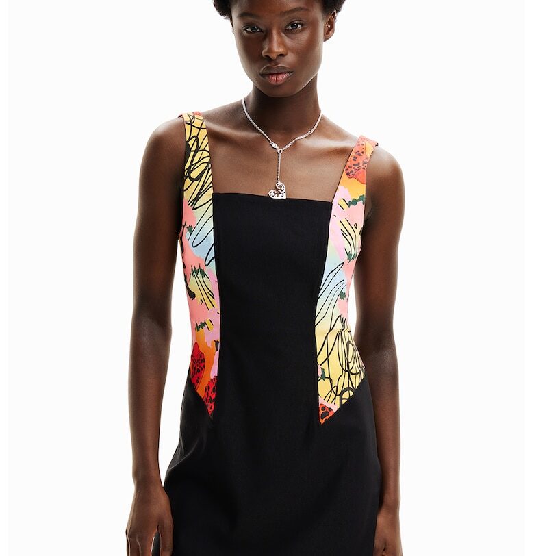 Къса рокля с квадратно деколте DESIGUAL