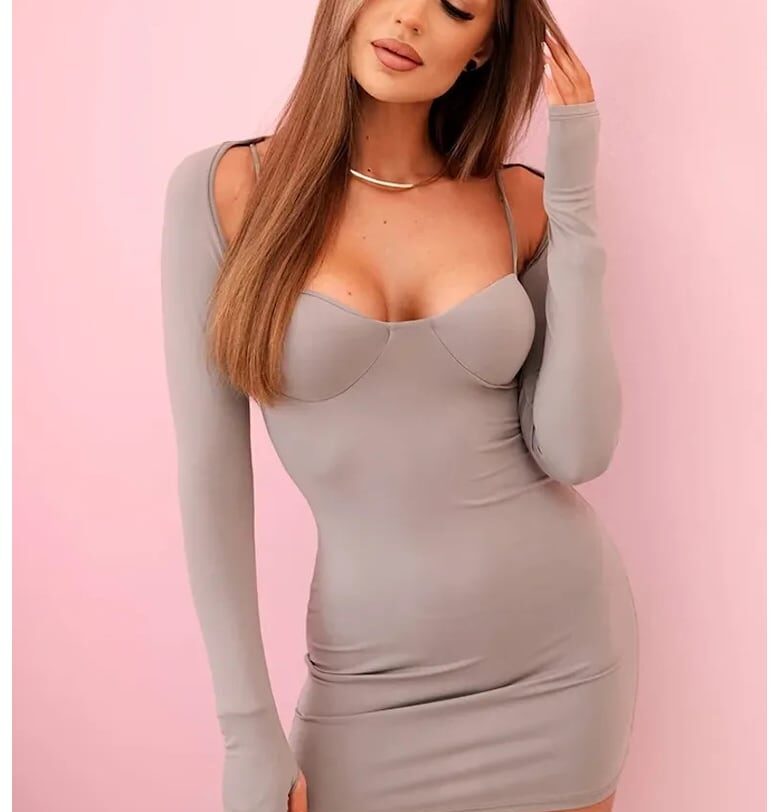 Къса рокля с тесни презрамки и болеро - Един размер Kesi