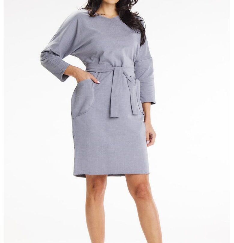 Къса рокля с три четвърти ръкав - памук A654 awama