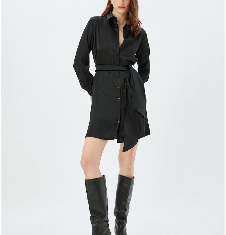 Къса рокля тип риза с колан KOTON