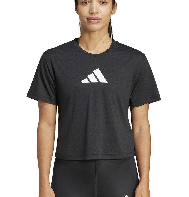 Къса фитнес тениска с лого - Черен adidas Performance