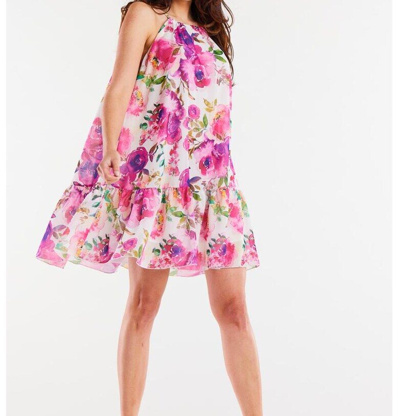 Къса флорална рокля без ръкави - в A A499 awama