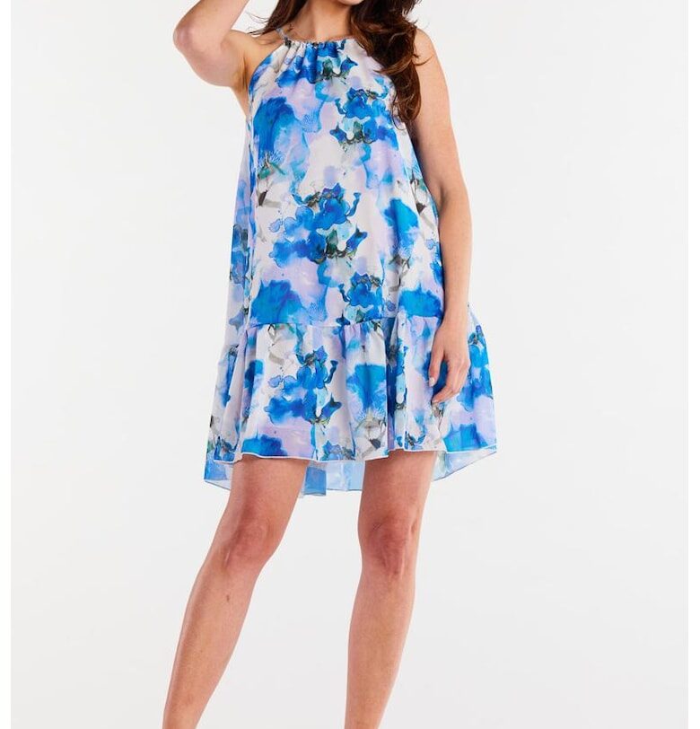 Къса флорална рокля без ръкави - в A A499 awama