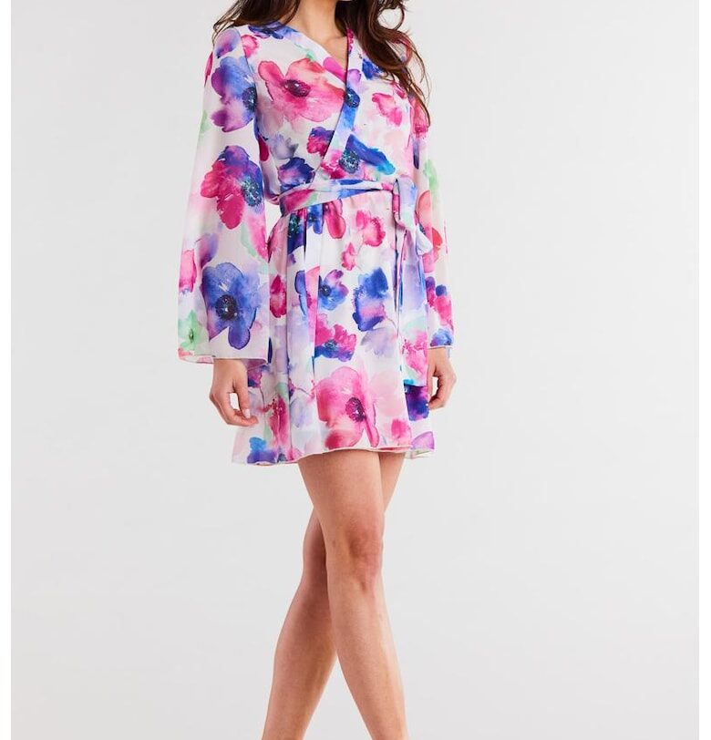 Къса флорална рокля с дълъг ръкав A509 awama