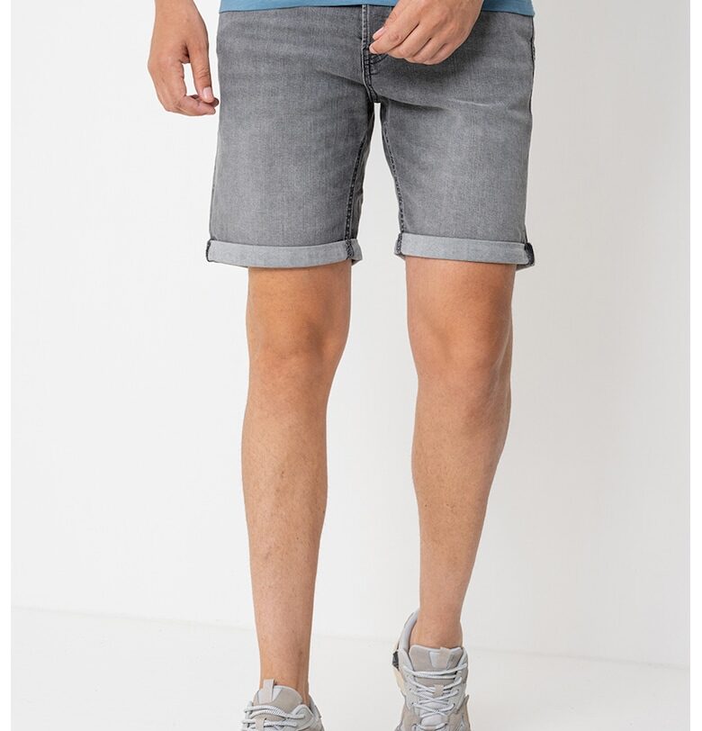 Къси дънки със средна талия и джобове - Tъмносив Jack  Jones