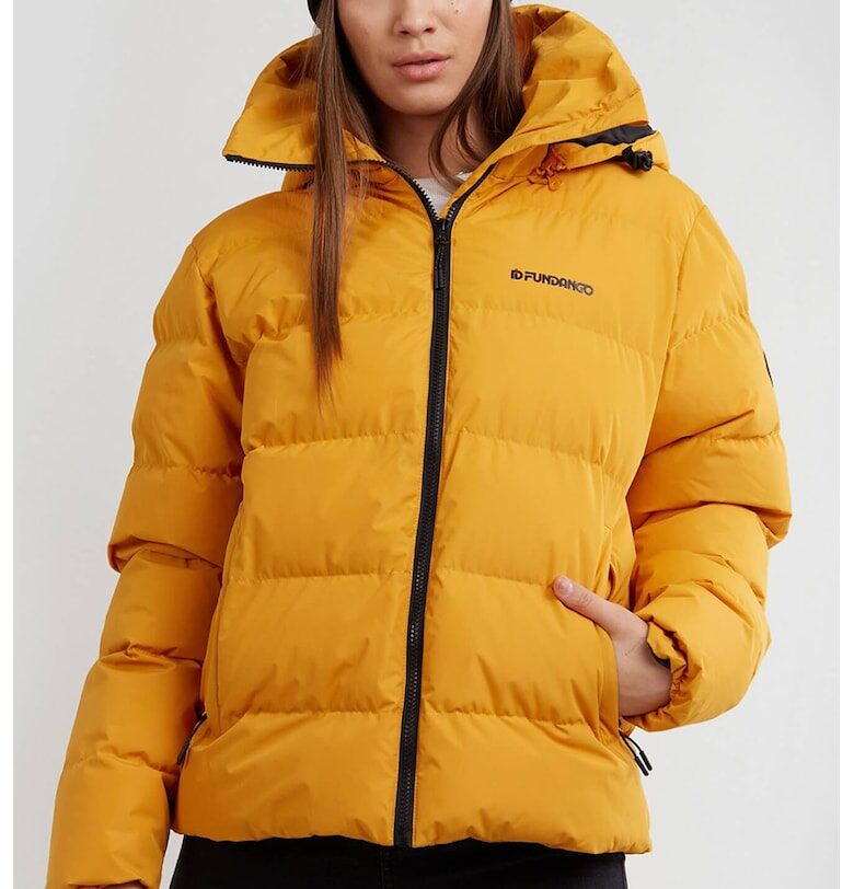 Късо ватирано зимно яке Amber с отделяща се качулка - Тъмножълт Fundango