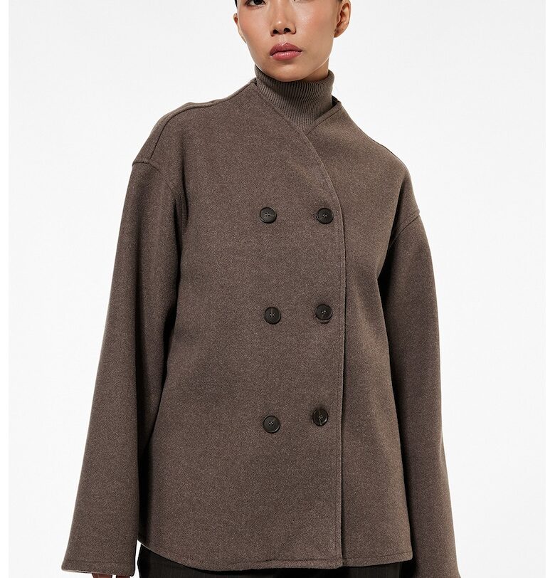 Късо двуредно палто - Канелено кафяво KOTON