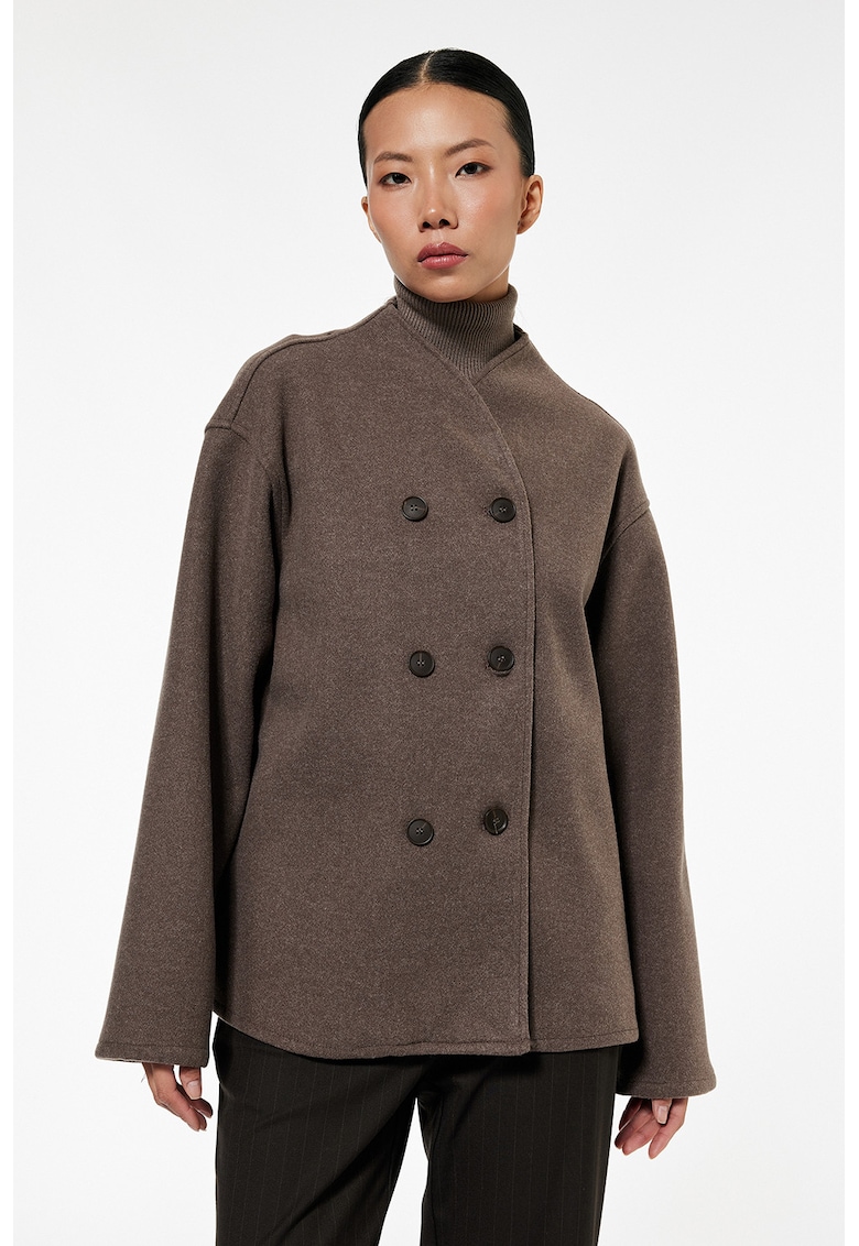 Късо двуредно палто - Канелено кафяво KOTON