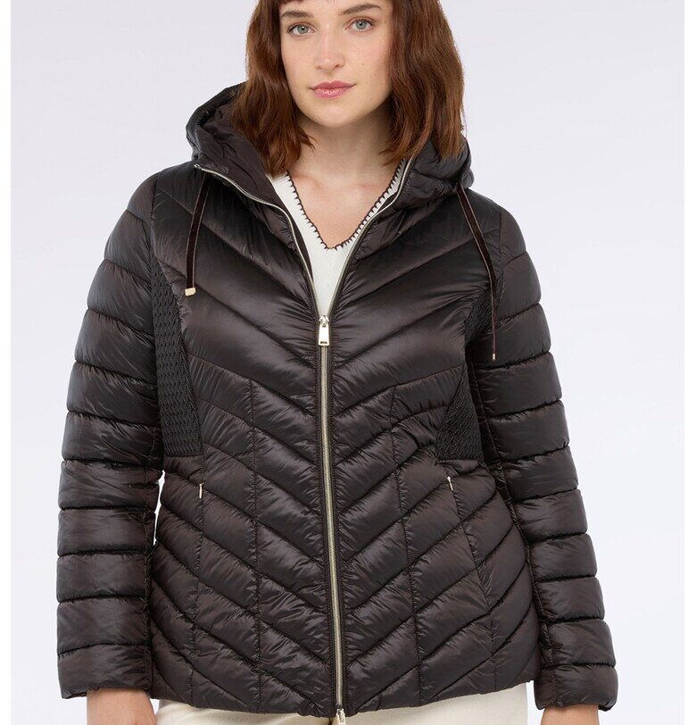 Късо зимно пке с качулка - Тъмнокафяв Fiorella Rubino