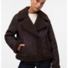 Късо зимно яке от еко кожа - Тъмнокафяв Vero Moda