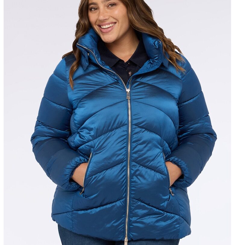 Късо зимно яке с качулка - Тъмносин Fiorella Rubino