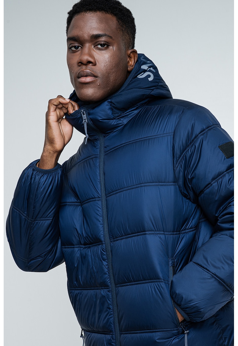 Късо капитонирано зимно яке с качулка - Тъмносин Tommy Jeans