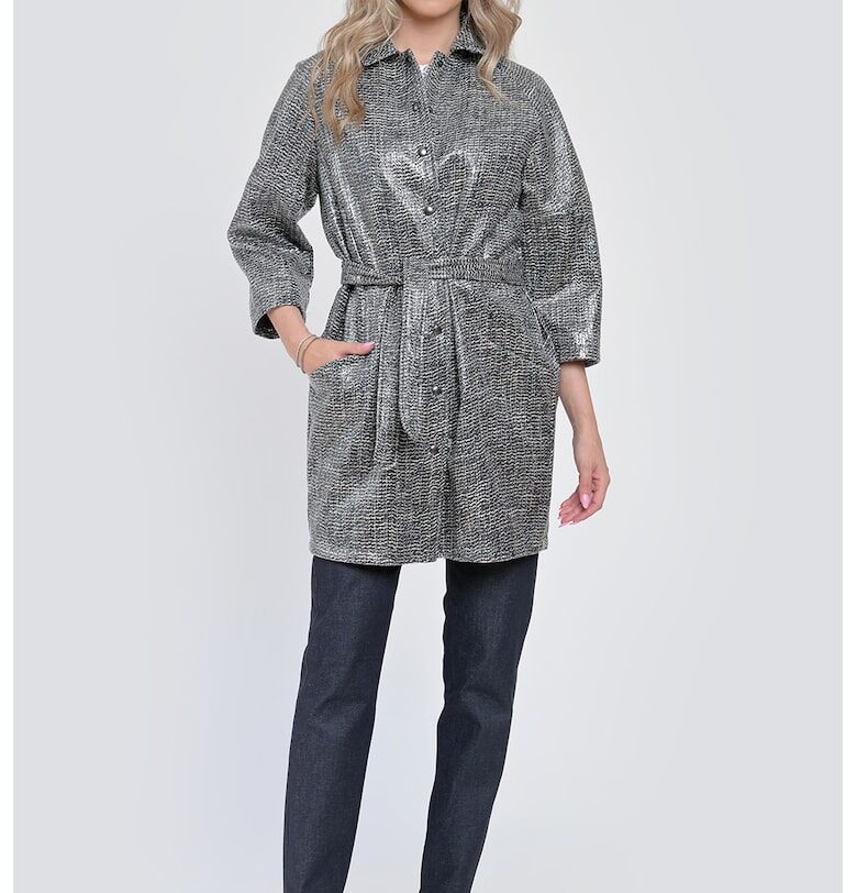 Късо палто Pietra с капси - Бял/Tъмносив GIORGAL