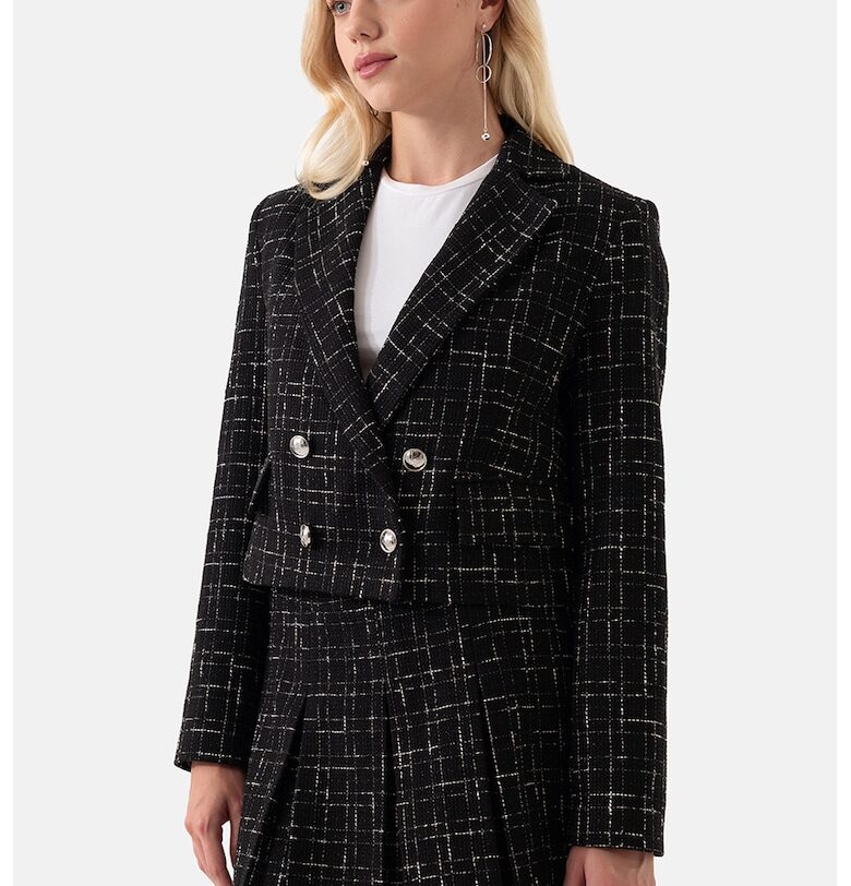 Късо сако от туид - Черен/Крем Just Like You