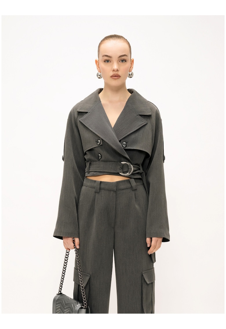 Късо яке Erevan с колан - Сив Marc Ellis