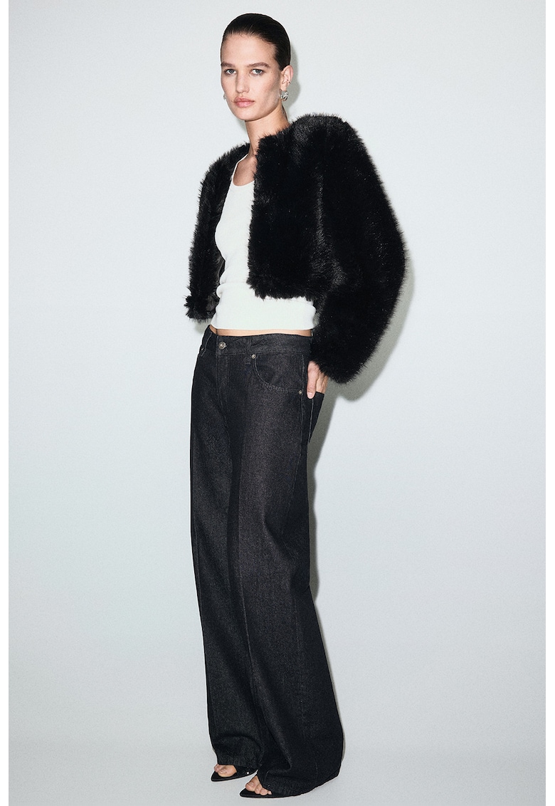 Късо яке от еко пух - Черен Mango