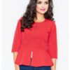 Късо яке  червено - с цип - за жени - полиестер - Figl