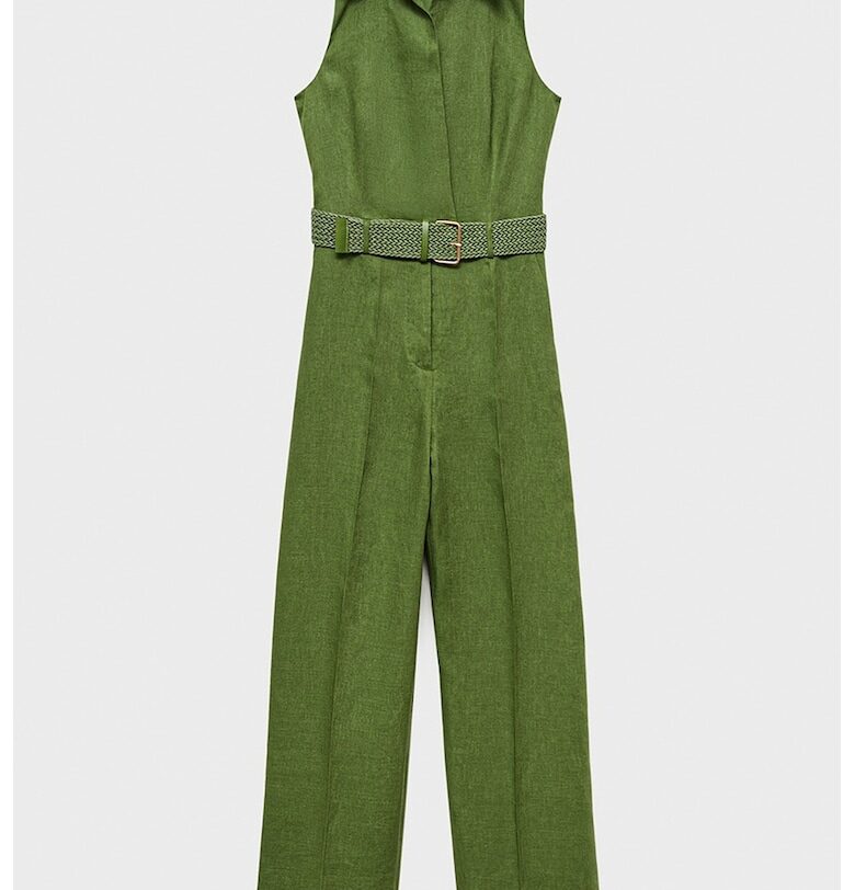 Ленен гащеризон без ръкави - Шам фъстък зелено Mango