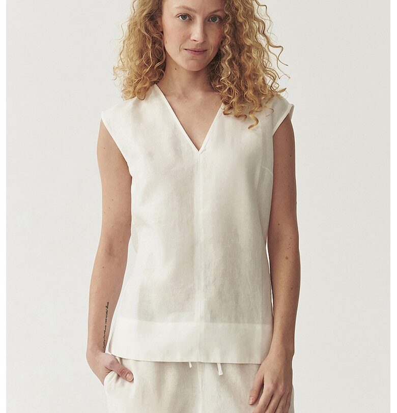 Ленен топ Luiza с шпиц - Бял Tatuum