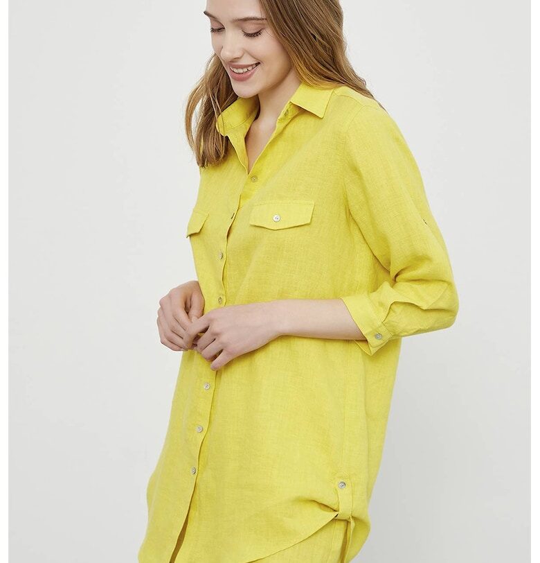 Ленена дълга риза - Жълт Just Like You