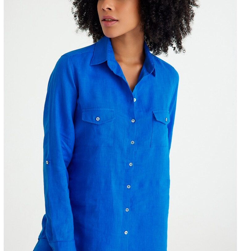 Ленена риза с джобове - Кралско Синьо Just Like You