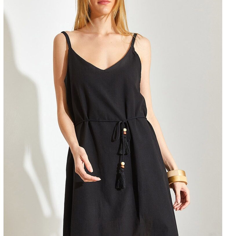 Ленена рокля с тънки презрамки Shade