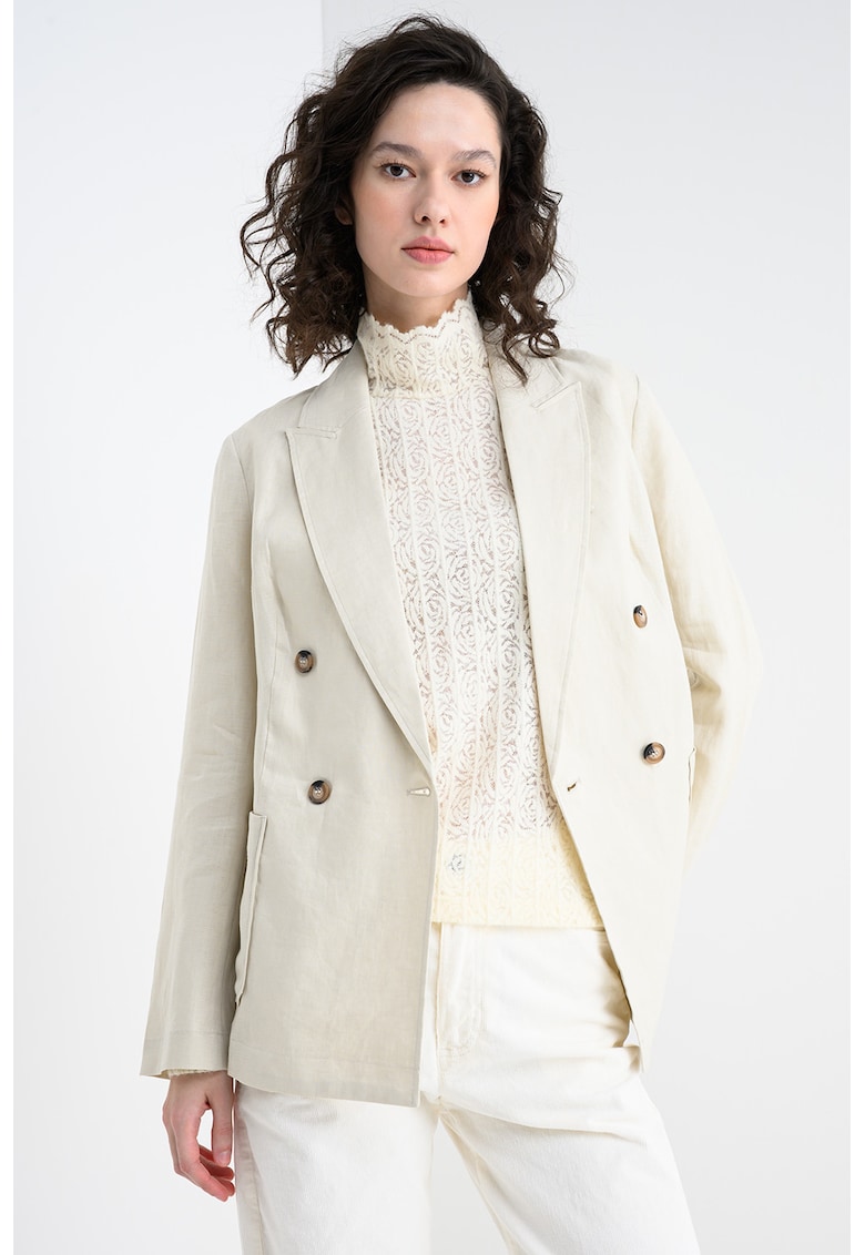 Ленено сако с двуредно закопчаване - Бежов United Colors of Benetton