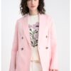 Ленено сако с двуредно закопчаване - Пастелнорозов United Colors of Benetton