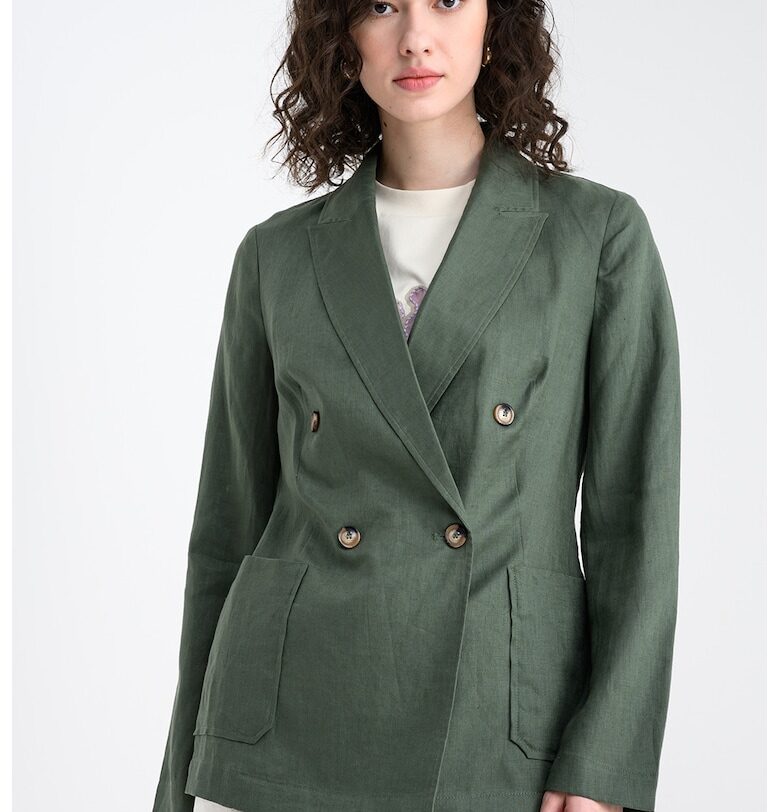 Ленено сако с двуредно закопчаване - Бледозелен United Colors of Benetton