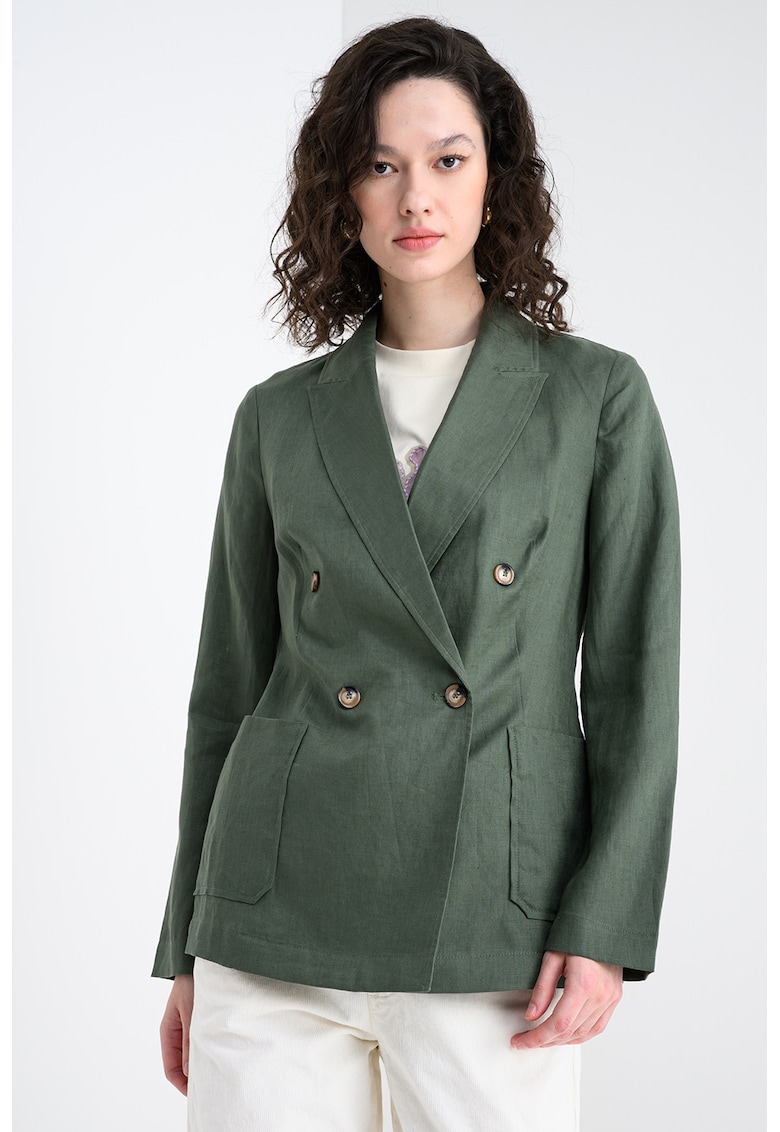 Ленено сако с двуредно закопчаване - Бледозелен United Colors of Benetton