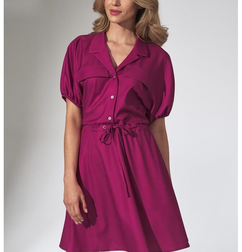 Лятна рокля  M739 - цвят фуксия - къс ръкав - вискоза Figl