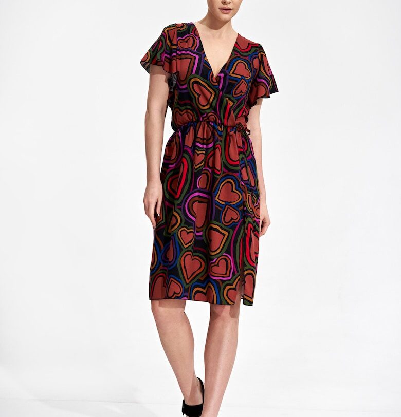 Лятна рокля  M873 - флорален принт - вискоза - многоцветна - SM Figl