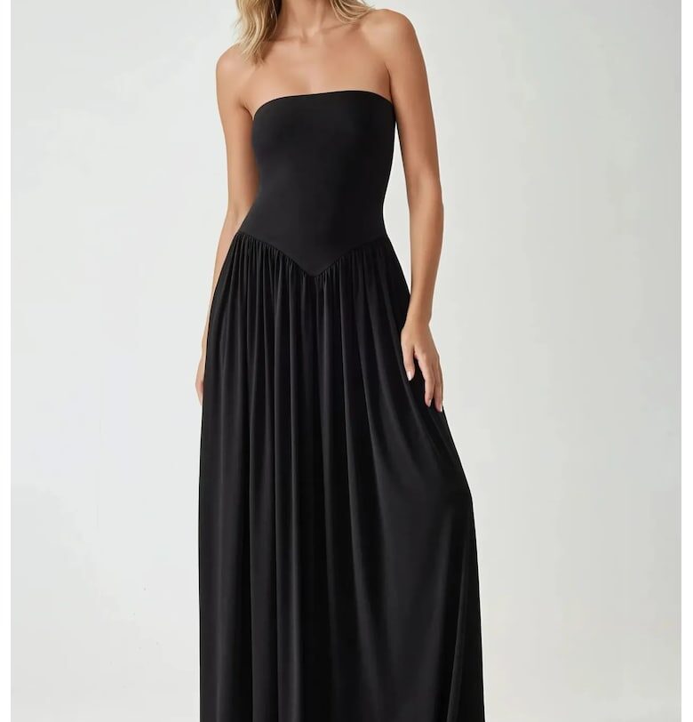 Макси рокля  без презрамки - черна - джърси - със скрити джобове HiCCUP