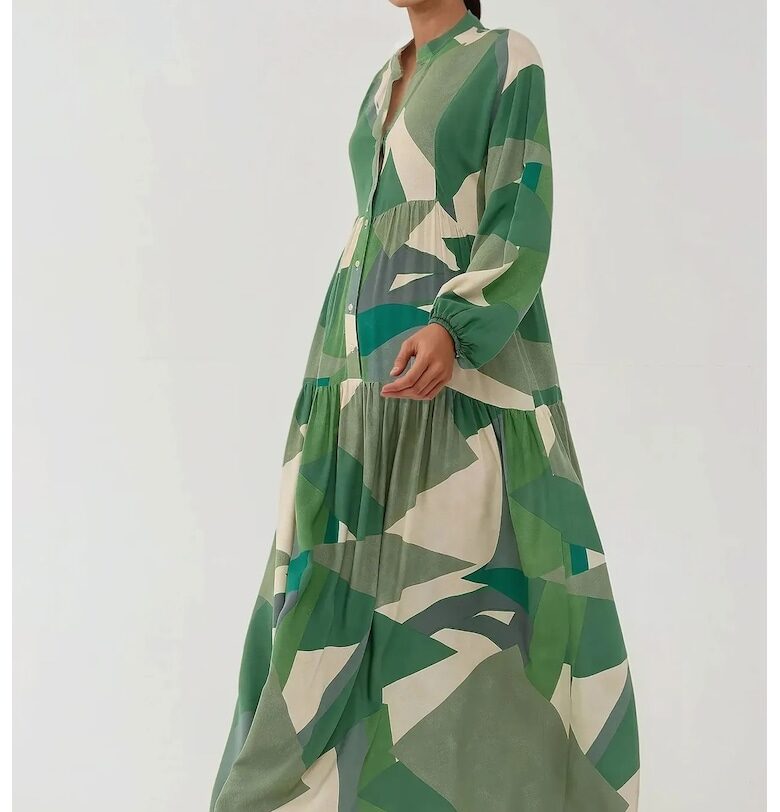 Макси рокля -  вискоза - зелено HiCCUP