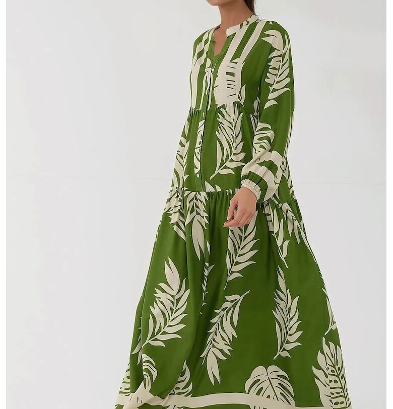 Макси рокля  зелена - вискоза HiCCUP