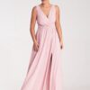 Макси рокля  розова - V-образно деколте - разкроена талия - 5% еластан - 95% полиестер Figl