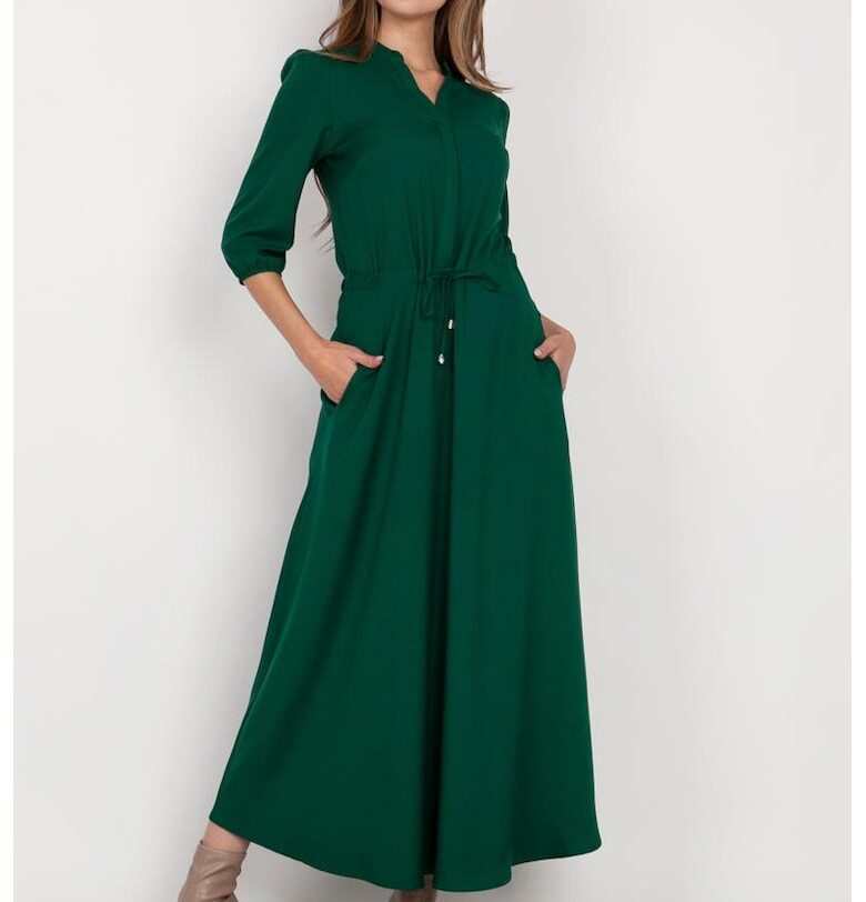 Макси рокля с 3/4 ръкави и шнур на талията Lanti