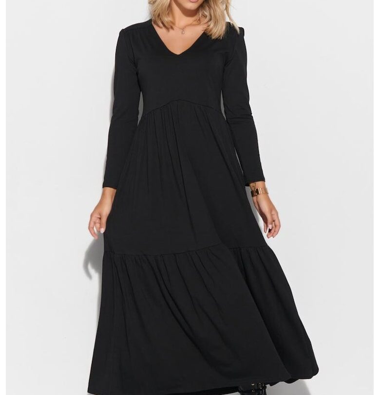 Макси рокля с V-образно деколте - Makadamia